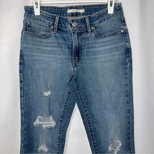 Levi’s 711 Skinny Cropped Distressed Denim Women’s Skinny Jeans Light Wash